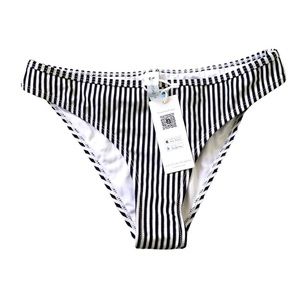 NWT Cupshe High Waist Black & White Striped Bikini Bottom